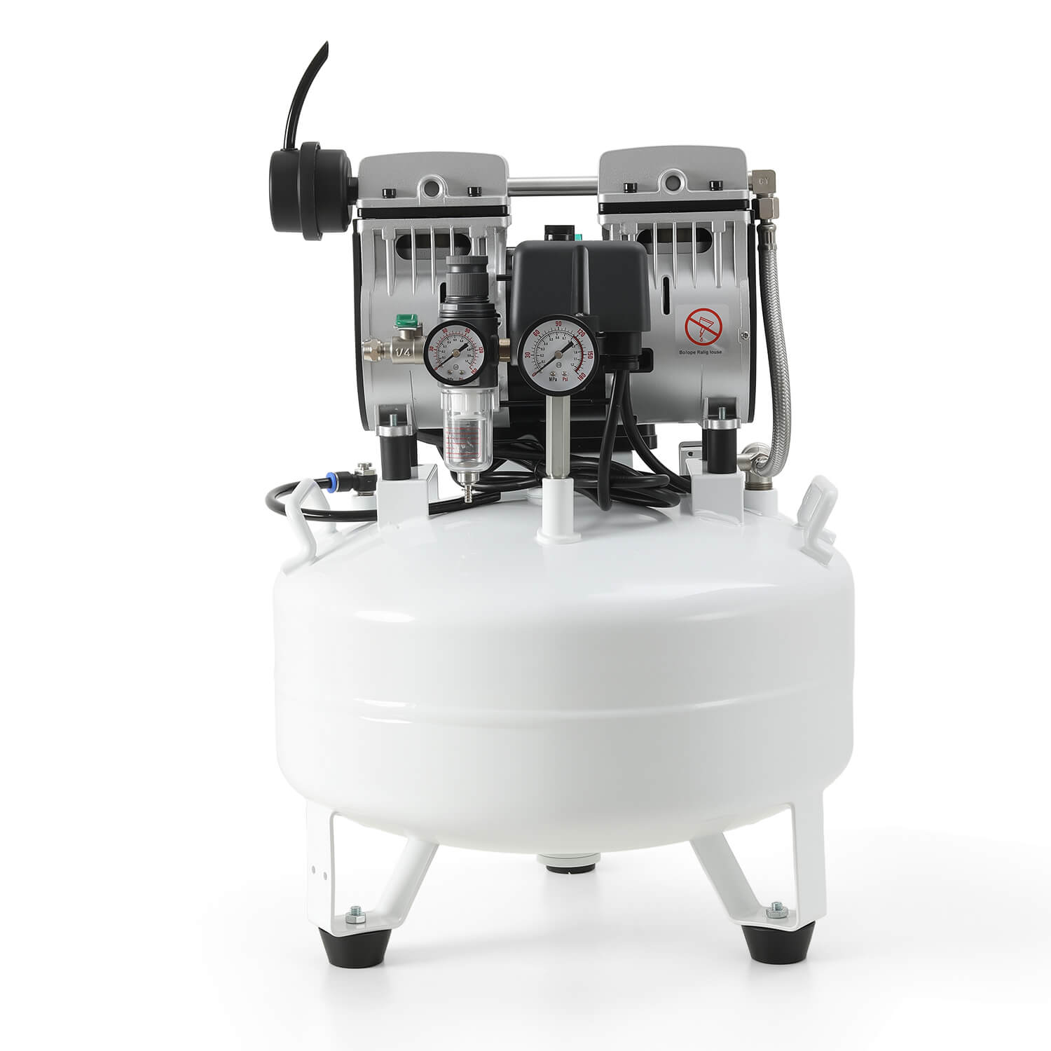 Dental Silent Oil Free Air Compressor 24L 600W Dual-Pressure Display for 1PC Dental Chair - azdentall.com