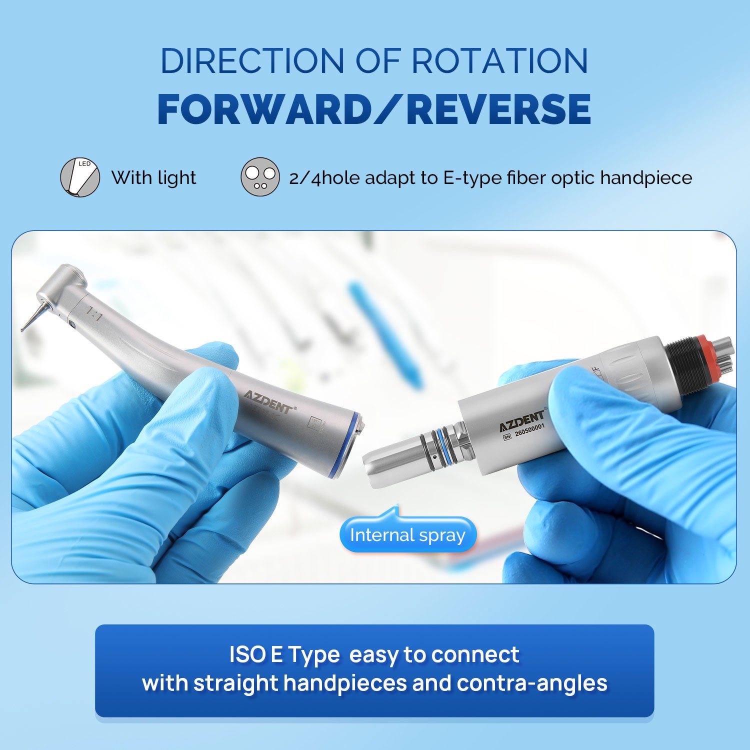 AZDENT 1:1 Inner Air Motor With LED Generator 2/4 Hole - azdentall.com