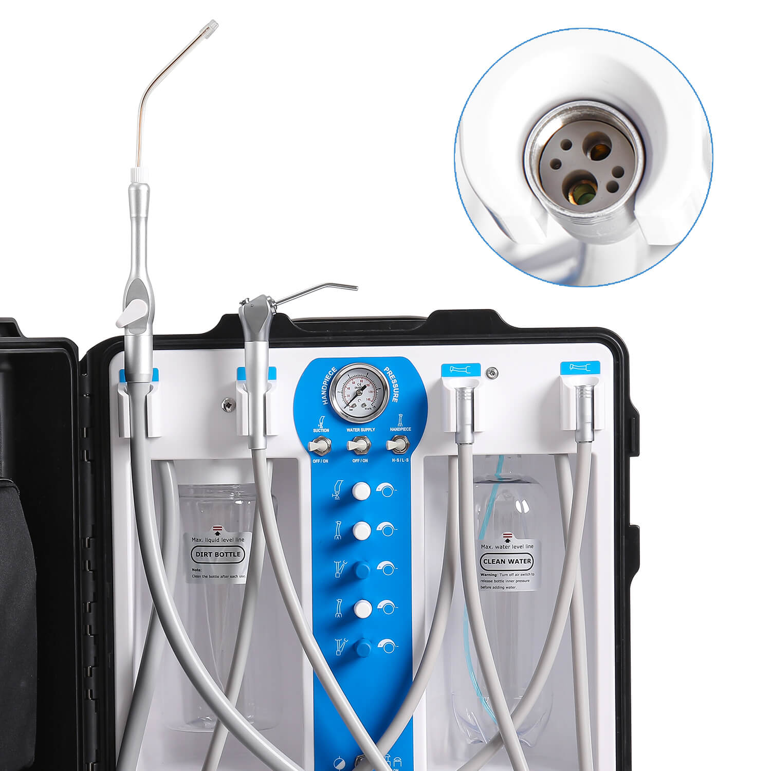 Portable Dental Mobile Delivery Unit P204S High Suction with Air Compressor 4 Hole - azdentall.com