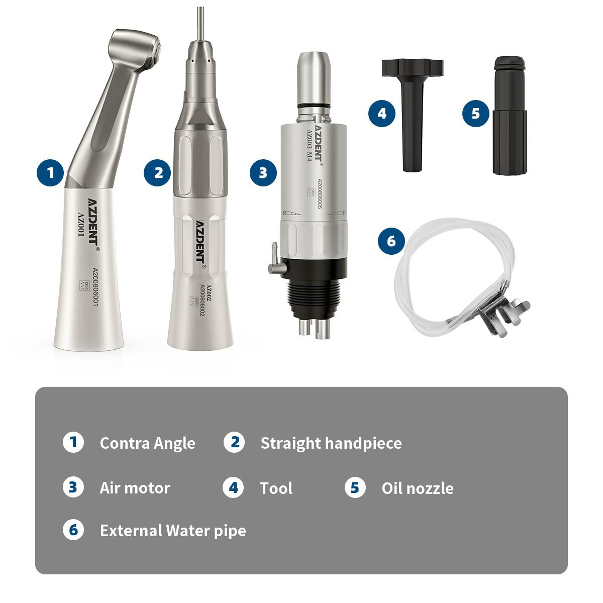 AZDENT Low Speed Handpiece & Air Motor Set With External Water Spray 4 Hole - azdentall.com