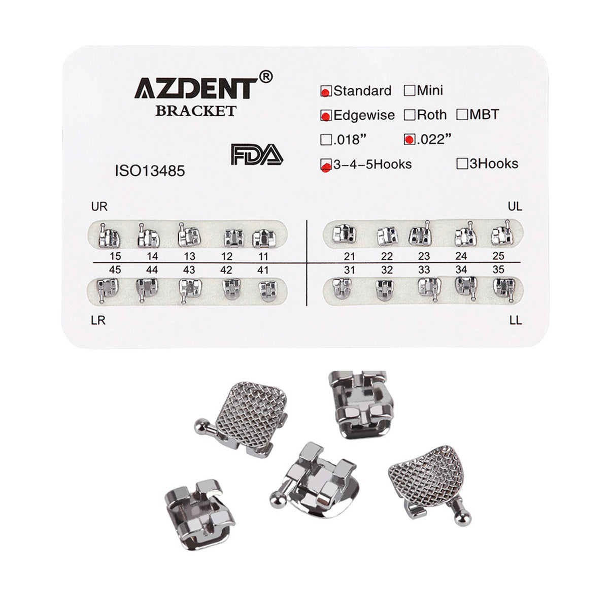 AZDENT Orthodontics Standard Metal Brackets Full Size. 20pcs/Pack - azdentall.com