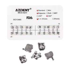AZDENT Dental Metal Brackets Standard Edgewise Slot .022 Hooks on 345 20pcs/Pack - azdentall.com