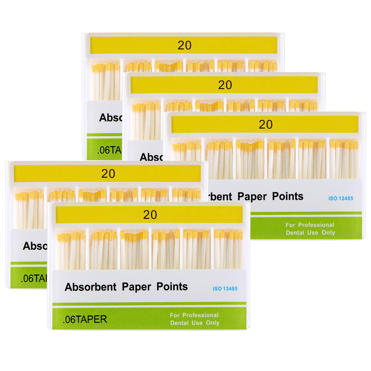 5 Boxes Absorbent Paper Points #20 Taper Size 0.06 Color Coded 100/Box - azdentall.com