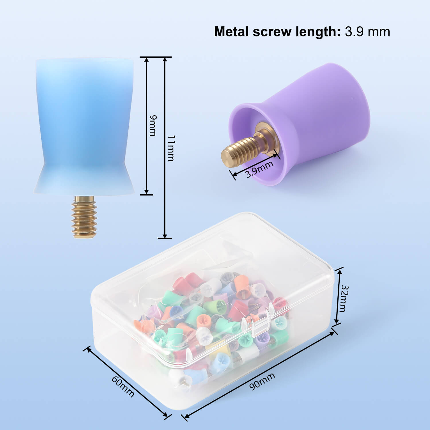 AZDENT Dental Rubber Screw Polishing Cup Soft/Hard Brushes RA2.35mm 100pcs/Box - azdentall.com