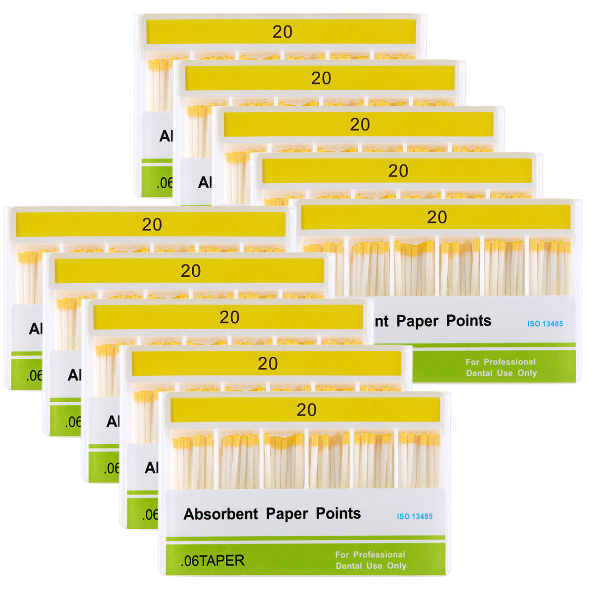 10 Boxes Absorbent Paper Points #20 Taper Size 0.06 Color Coded 100/Box - azdentall.com