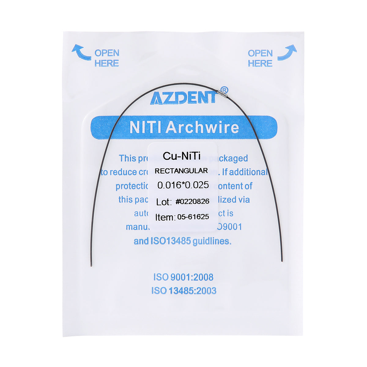 AZDENT Dental Copper Cu-NiTi Arch Wire Rectangular 35˚ Super Elastic With Stops Preformed Full Sizes 1pcs/Pack - azdentall.com