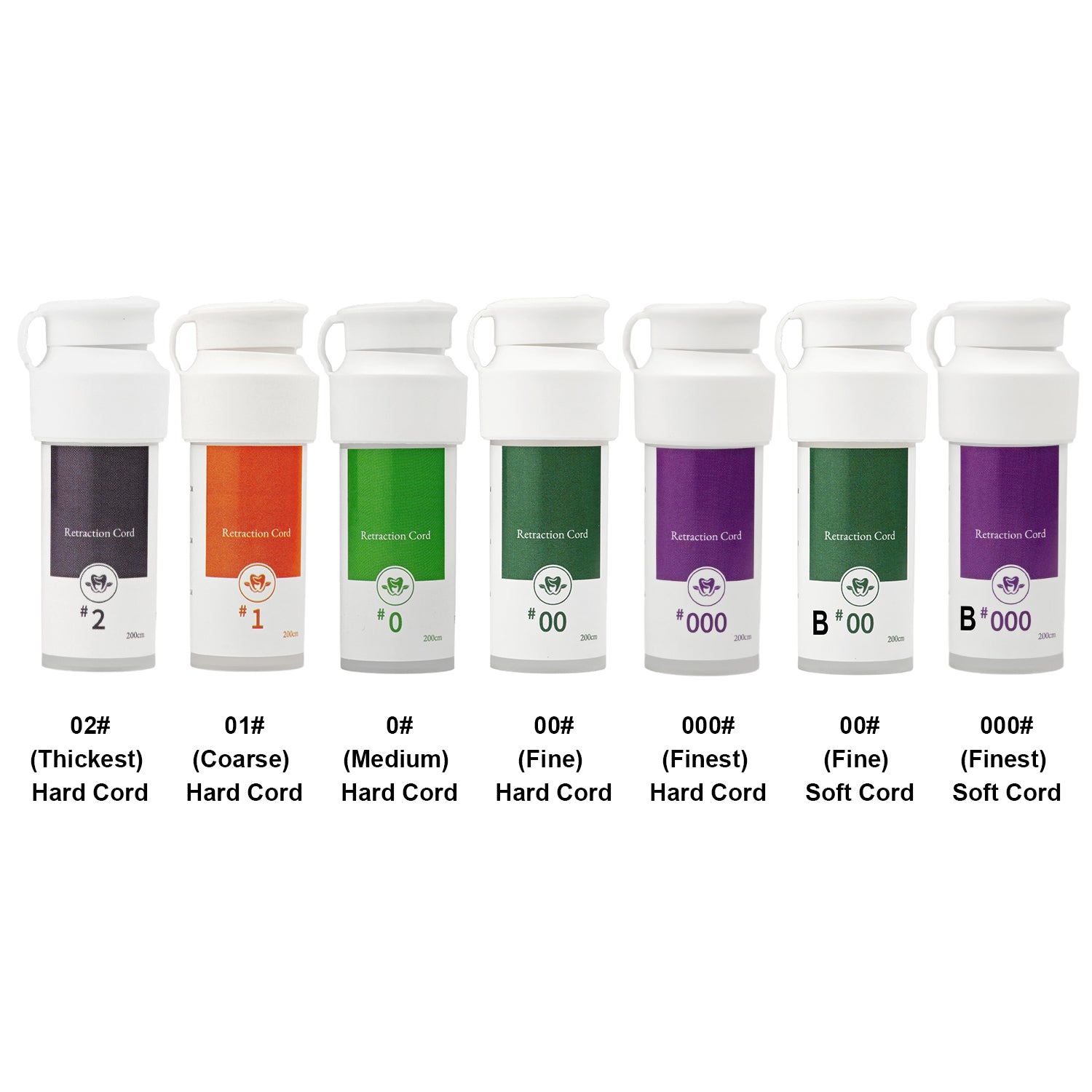 Dental Gingival Retraction Cord Cotton Hard Soft Line 5 Sizes #1 # 2 #0 #00 #000 2m/Bottle - azdentall.com