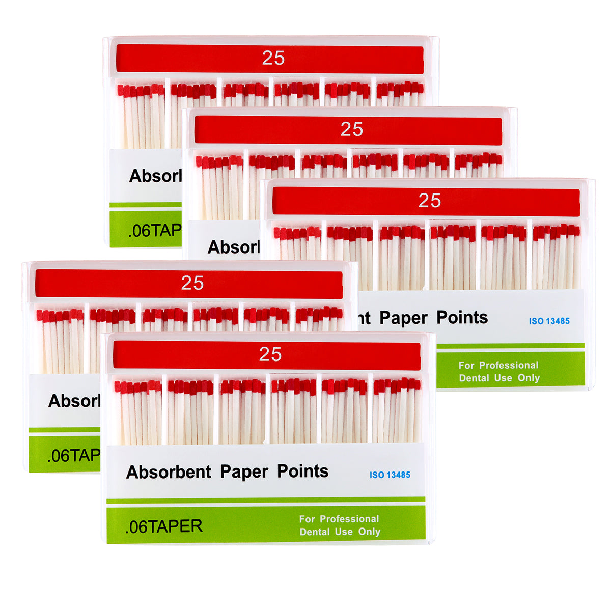 5 Boxes Absorbent Paper Points #25 Taper Size 0.06 Color Coded 100/Box - azdentall.com