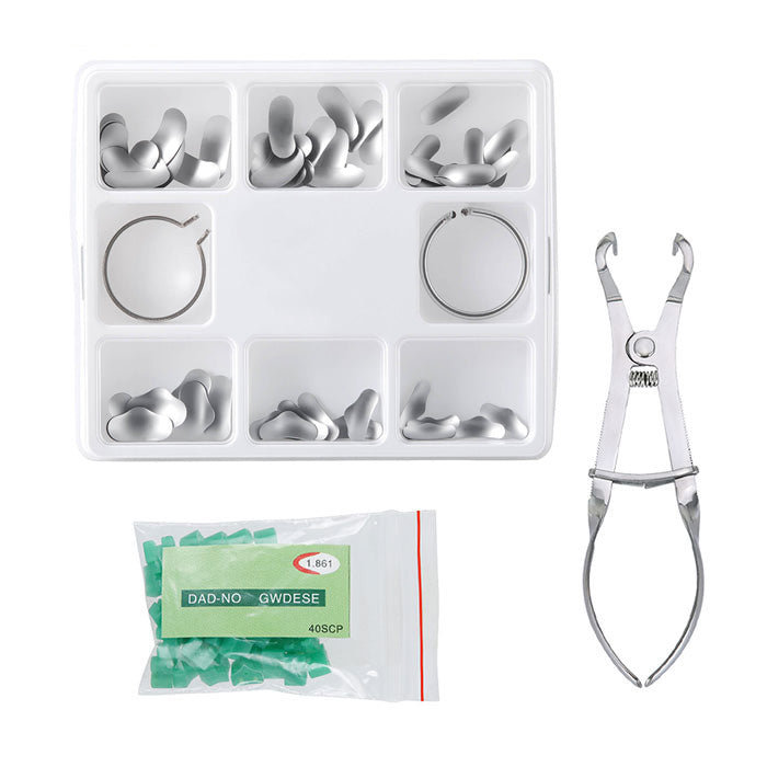 AZDENT Dental Matrix Sectional Silicone Wedges Sectional Contoured Metal Matrices Plier Set