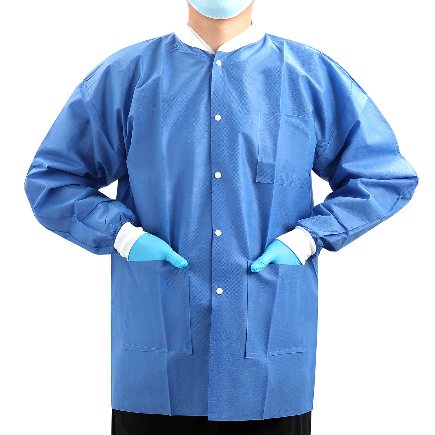 Disposable SMS Medical Lab Jackets with Knit Cuffs & Collar 3 Pocket S/M/L - azdentall.com