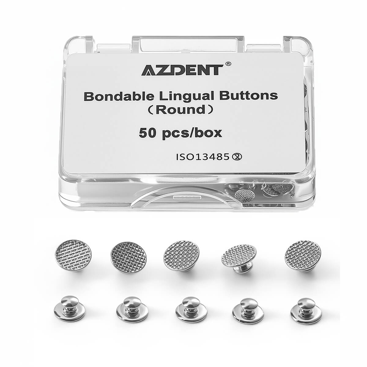 AZDENT Orthodontic Metal Lingual Button Bondable Round Base 50pcs/Box - azdentall.com