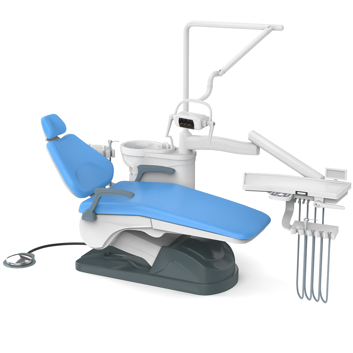 Dental Unit Chair Computer Controlled DC Motor Hard Leather with Stool J2688-A1 Sky Blue - azdentall.com