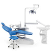 Dental Chair Unit QL2028III-2024 DC Motor Computer Controlled PU Hard Leather w/ Dentist Stool Dark Blue - azdentall.com