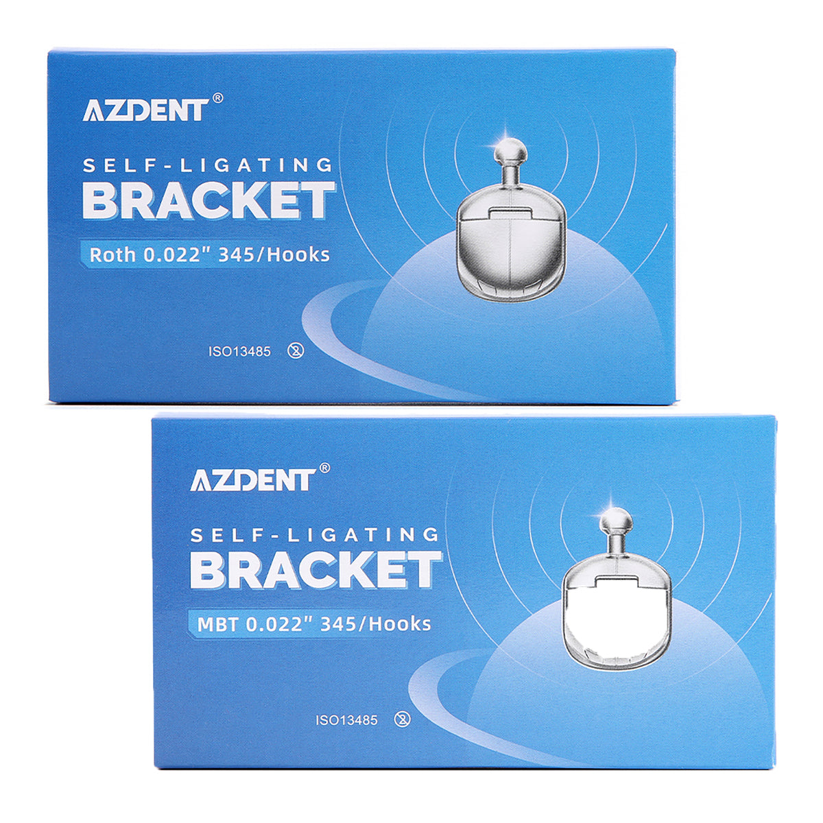 AZDENT Dental Orthodontic Self-Ligating Brackets Spherical Monoblock Roth/MBT .022 Hooks On 345 With Buccal Tube 24pcs/Box - azdentall.com