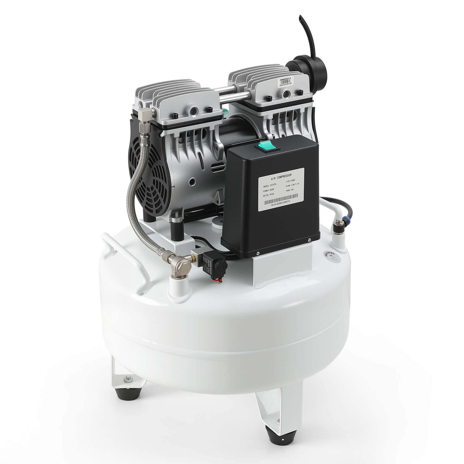 Dental Silent Oil Free Air Compressor 24L 600W Dual-Pressure
