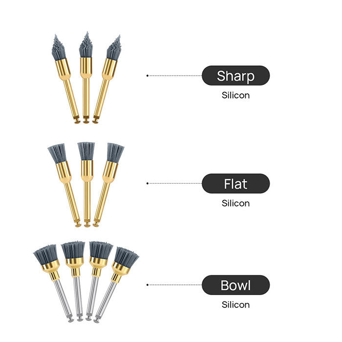 Dental Polishing Brush Flat/Sharp/Bowl For Contra Angle Handpiece Silicon Carbide 10pcs/Kit - azdentall.com