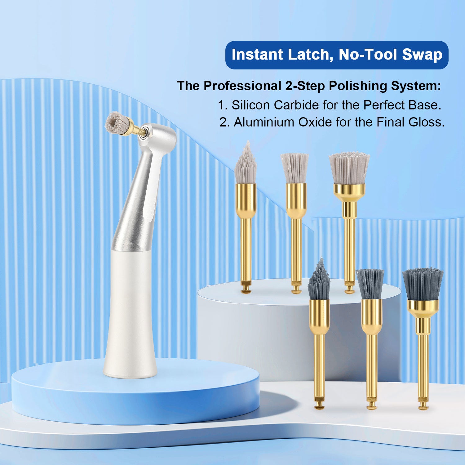 AZDENT Dental Prophy Brushes RA Latch Type Copper Handle Silicon Carbide/Aluminium Oxide 20pcs/Bag - azdentall.com