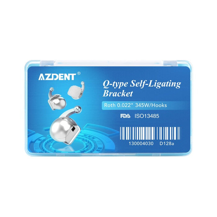 AZDENT Dental Q-type Self-Ligating Brackets Roth/MBT .022 Hooks On 345 With Buccal Tubes 28pcs/Box - azdentall.com