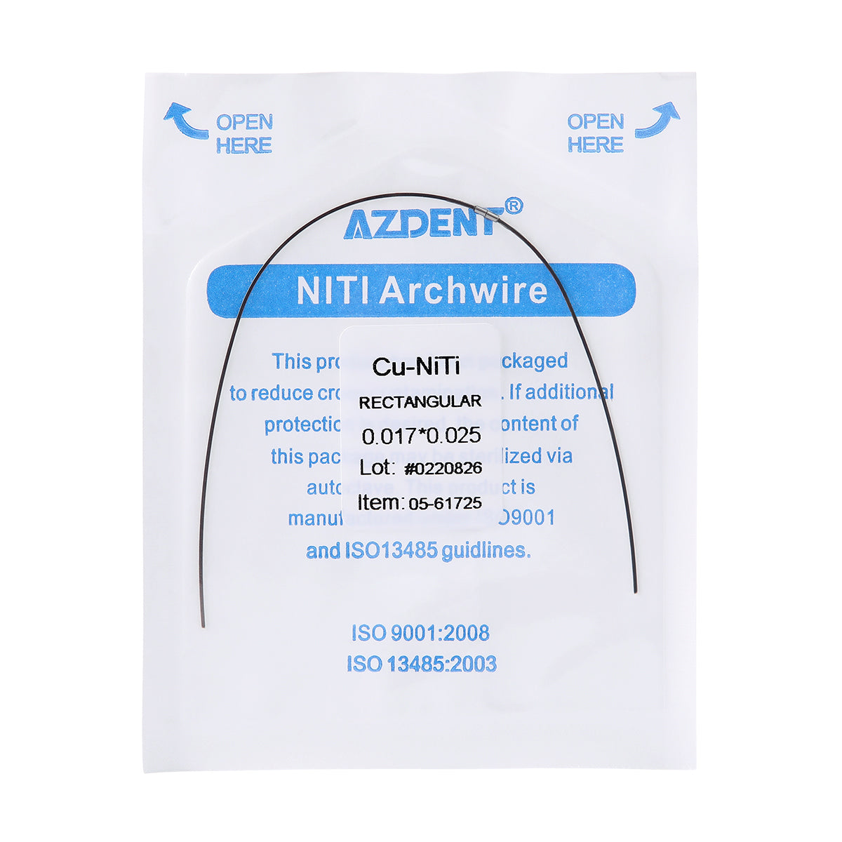 AZDENT Dental Copper Cu-NiTi Arch Wire Rectangular 35˚ Super Elastic With Stops Preformed Full Sizes 1pcs/Pack - azdentall.com