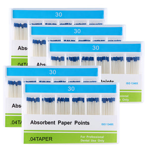 5 Boxes Absorbent Paper Points #30 Taper Size 0.04 Color Coded 100/Box - azdentall.com