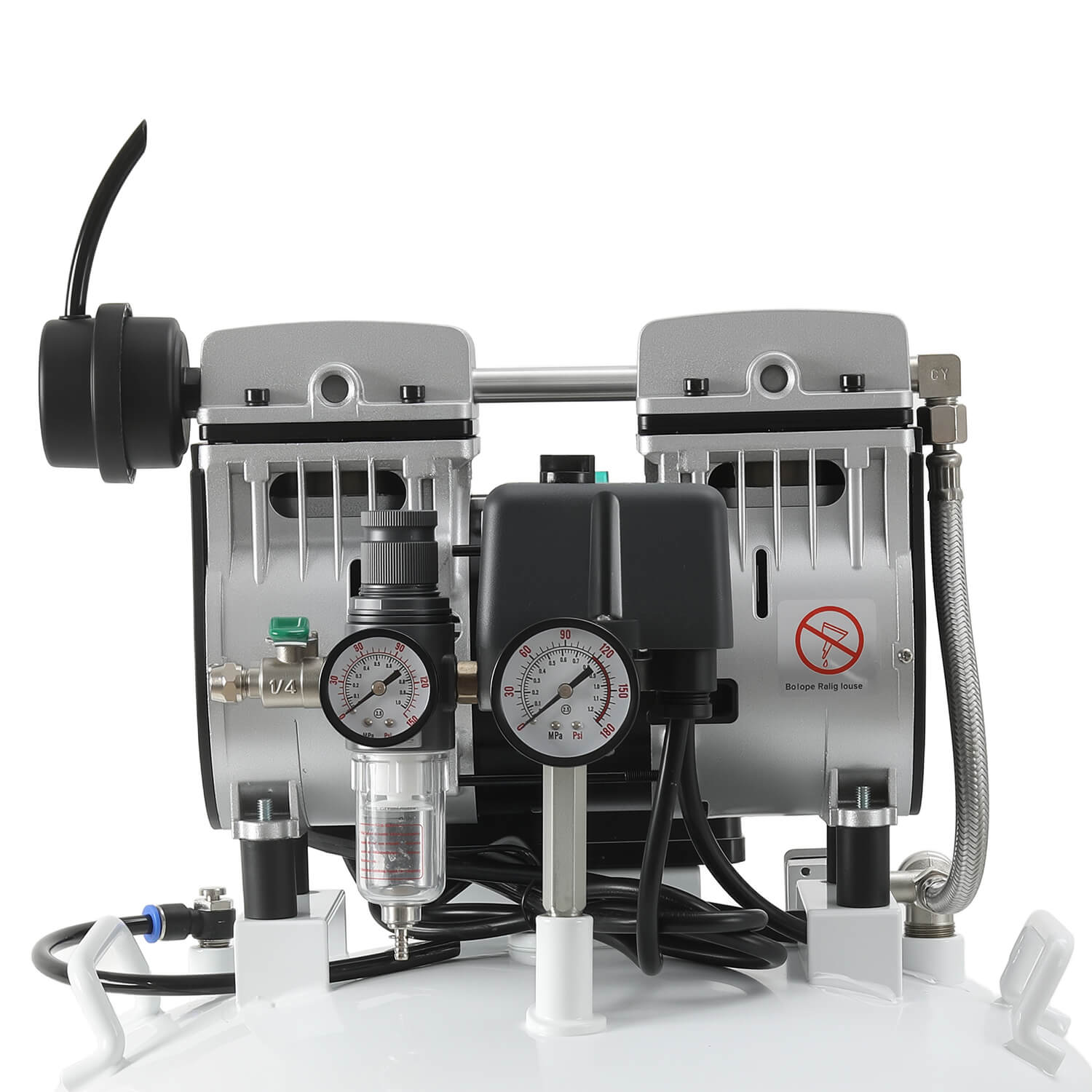 Dental Silent Oil Free Air Compressor 24L 600W Dual-Pressure Display for 1PC Dental Chair - azdentall.com