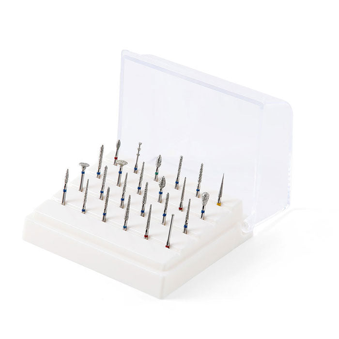 Dental Diamond Burs Set For High Speed Handpiece 24pcs/Kit and 24 Hole Burs Box - azdentall.com