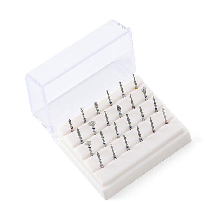 Dental Diamond Burs Set For High Speed Handpiece 24pcs/Kit and 24 Hole Burs Box - azdentall.com