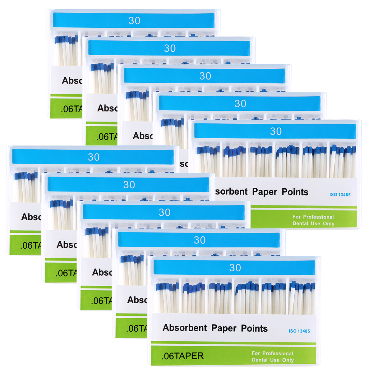10 Boxes Absorbent Paper Points #30 Taper Size 0.06 Color Coded 100/Box - azdentall.com