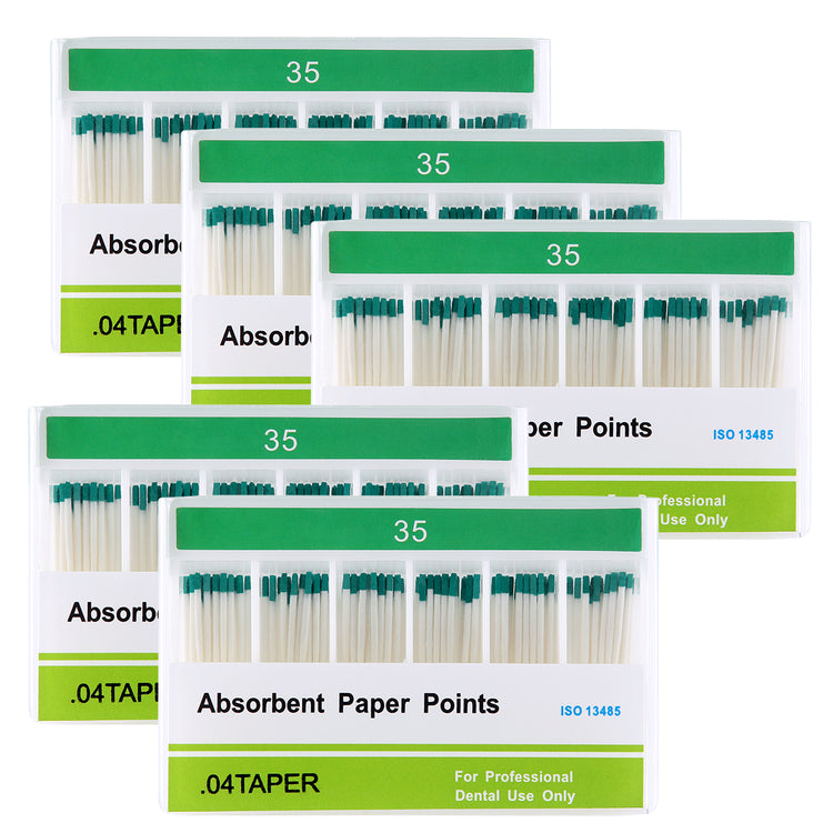 5 Boxes Absorbent Paper Points #35 Taper Size 0.04 Color Coded 100/Box - azdentall.com
