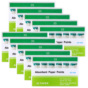10 Boxes Absorbent Paper Points #35 Taper Size 0.02 Color Coded 200/Box - azdentall.com