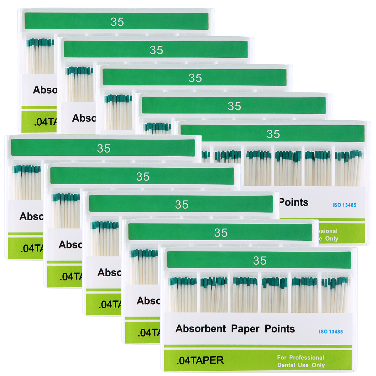 10 Boxes Absorbent Paper Points #35 Taper Size 0.04 Color Coded 100/Box - azdentall.com