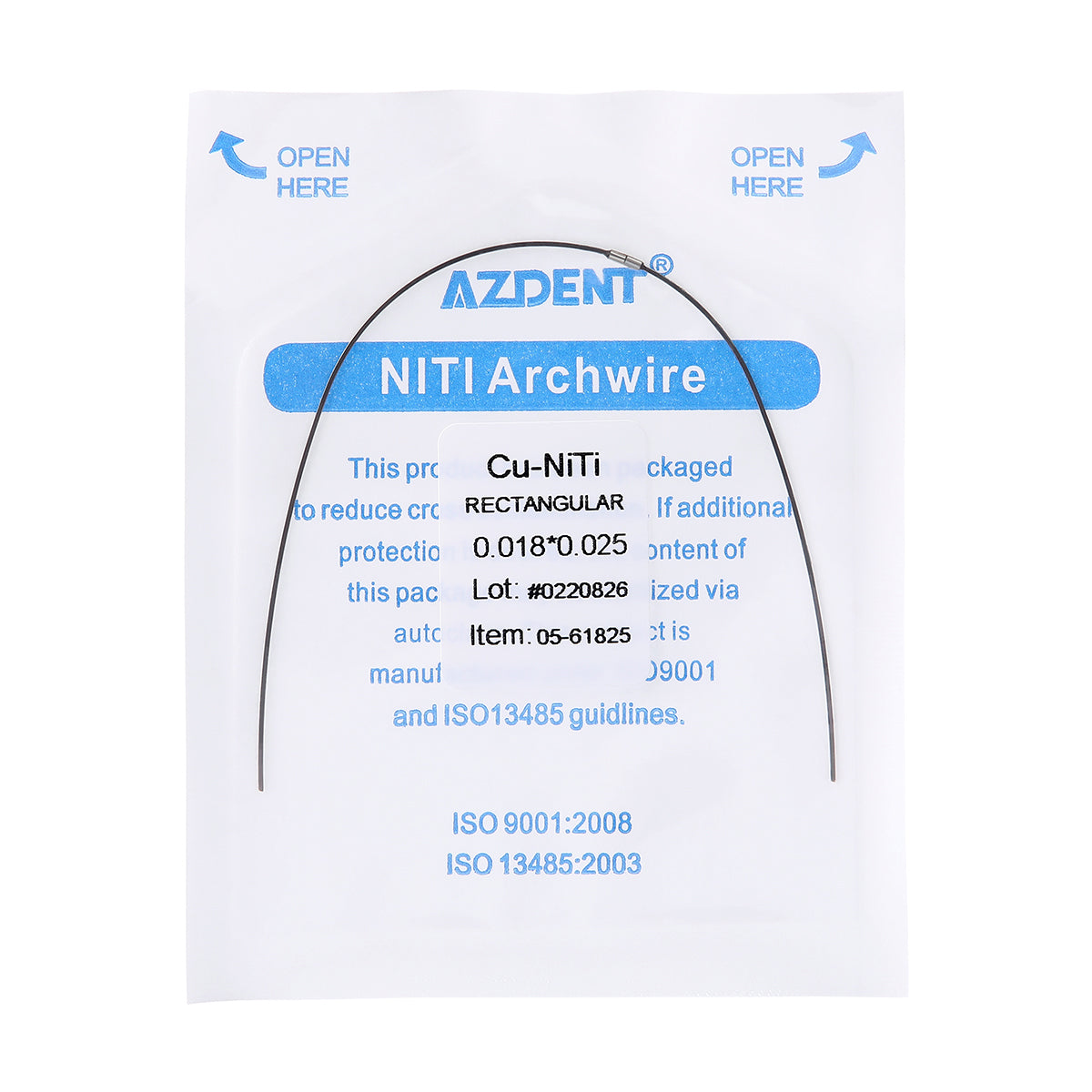 AZDENT Dental Copper Cu-NiTi Arch Wire Rectangular 35˚ Super Elastic With Stops Preformed Full Sizes 1pcs/Pack - azdentall.com