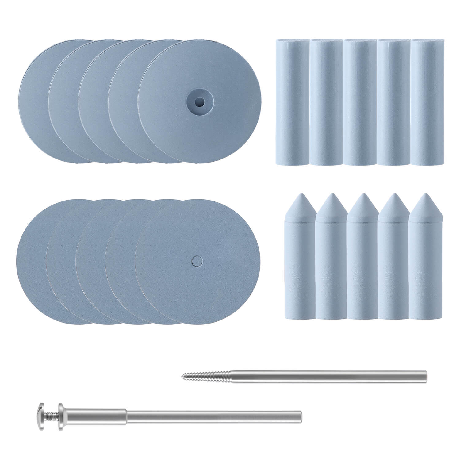 Dental Lab Silicone polishing Wheel Point HP2.35mm Coarse/Medium/Fine/Extra Fine 20Pcs and 2 Mandrels - azdentall.com
