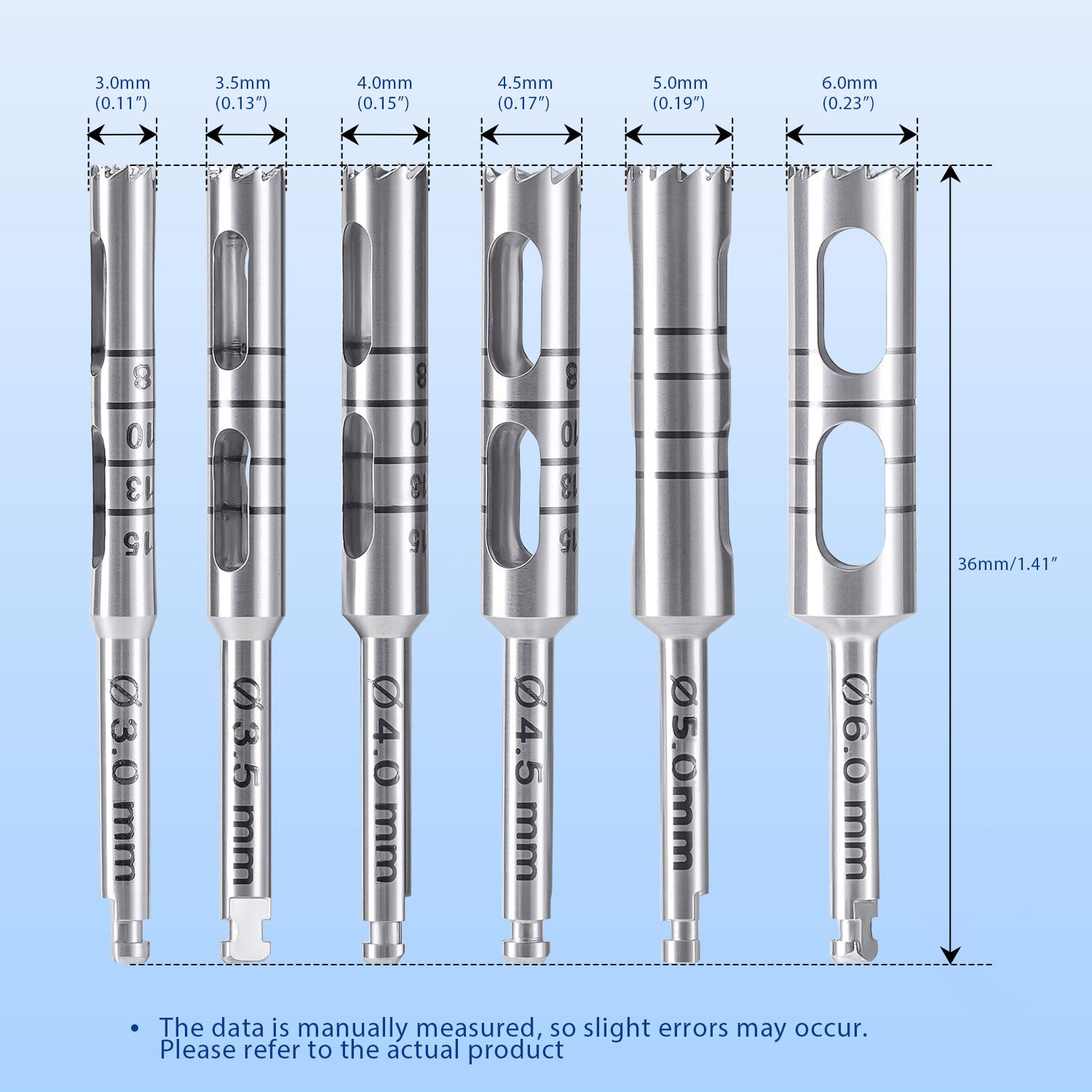 Dental Implant Bone Trephine Drill Surgical Instrument Long Type 6pcs/Set - azdentall.com