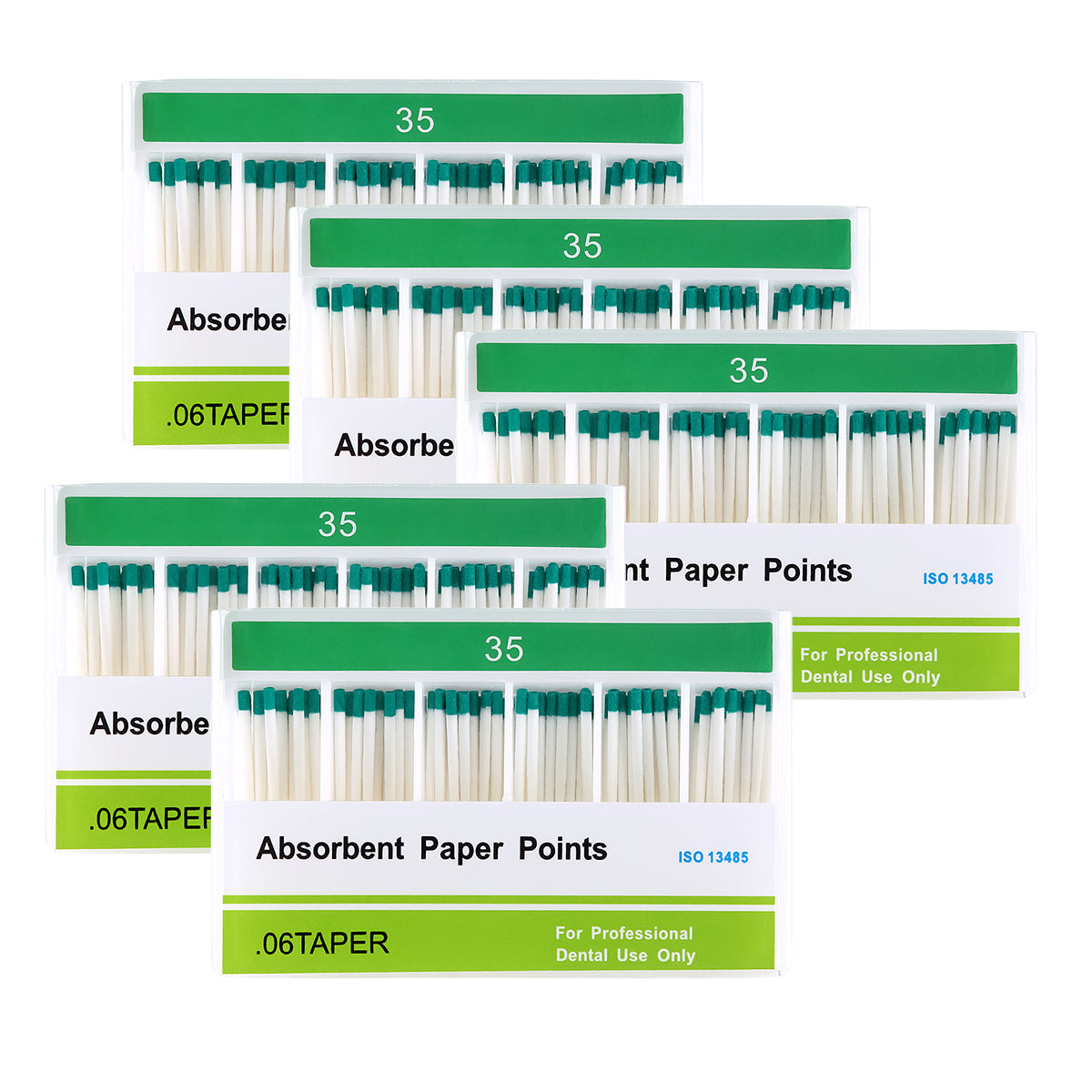 5 Boxes Absorbent Paper Points #35 Taper Size 0.06 Color Coded 100/Box - azdentall.com
