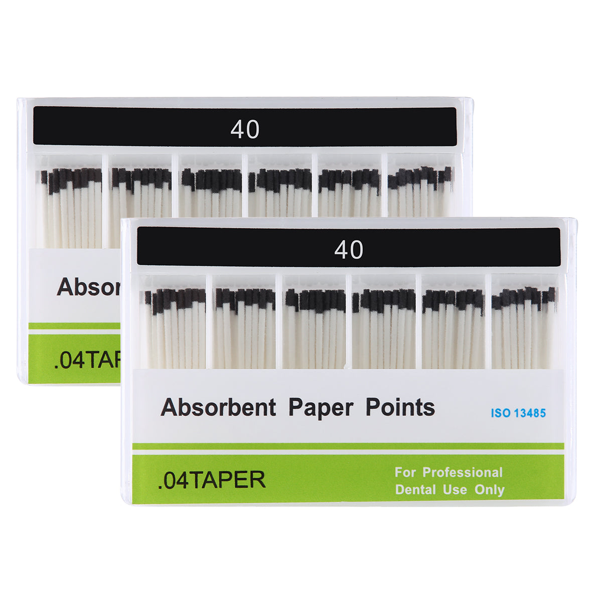 2 Boxes Absorbent Paper Points #40 Taper Size 0.04 Color Coded 100/Box - azdentall.com