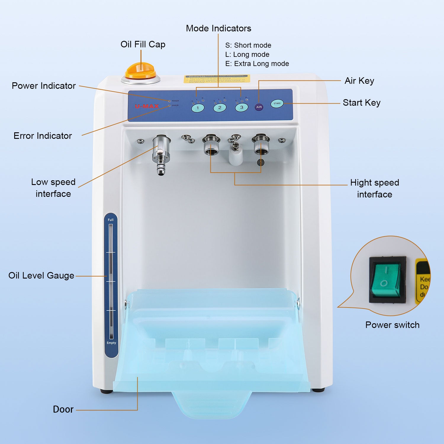 Dental Automatic Handpiece Maintenance Lubrication System Oiling Cleaner Machine Blue/Grey - azdentall.com