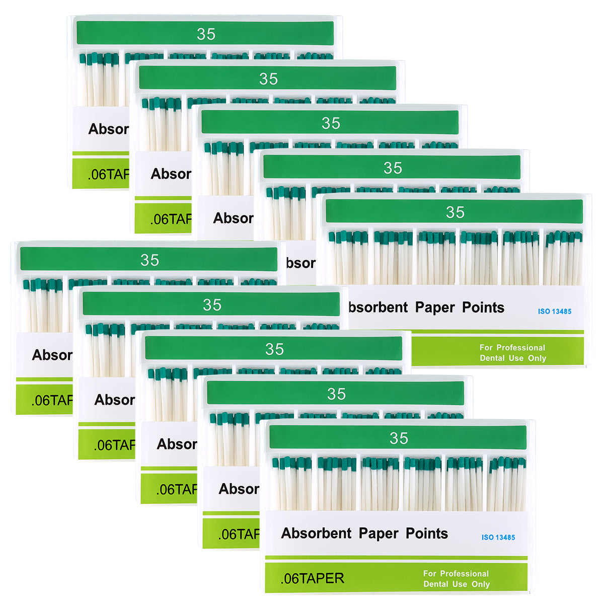 10 Boxes Absorbent Paper Points #35 Taper Size 0.06 Color Coded 100/Box - azdentall.com