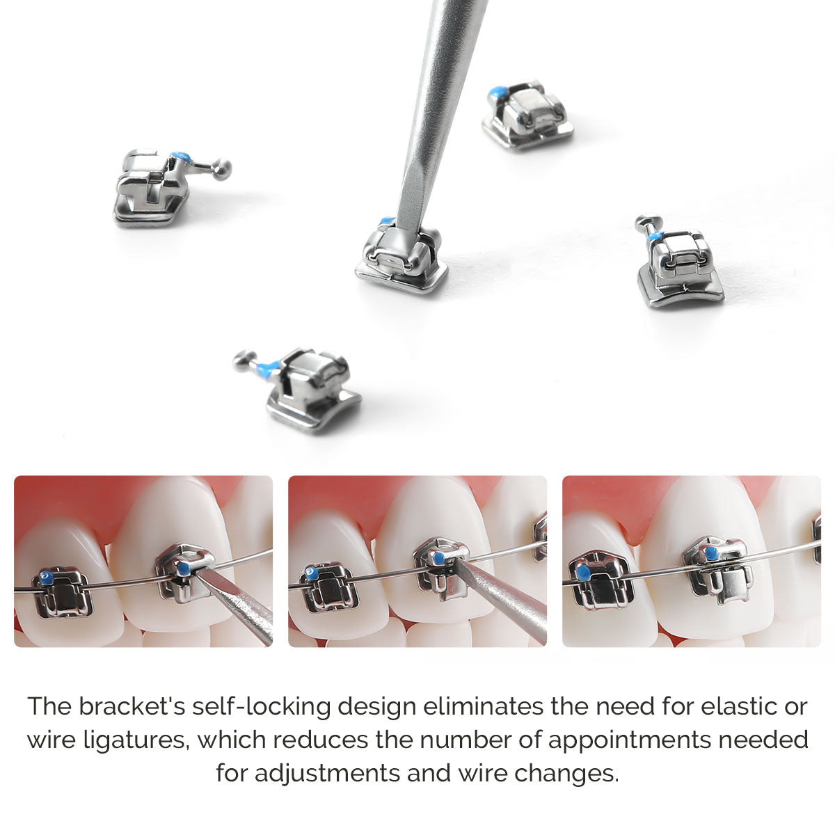 Dental Metal Self Ligating Monoblock Bracket Roth/MBT .022 Hooks 345 20Pcs/Box - azdentall.com