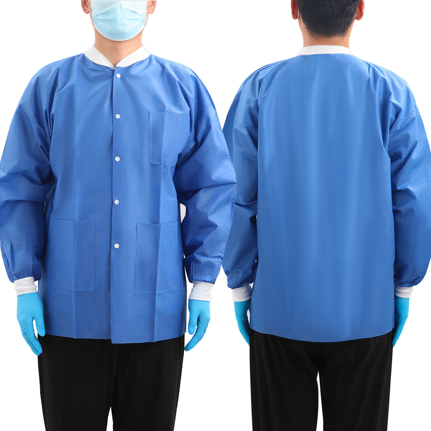 Disposable SMS Medical Lab Jackets with Knit Cuffs & Collar 3 Pocket S/M/L - azdentall.com