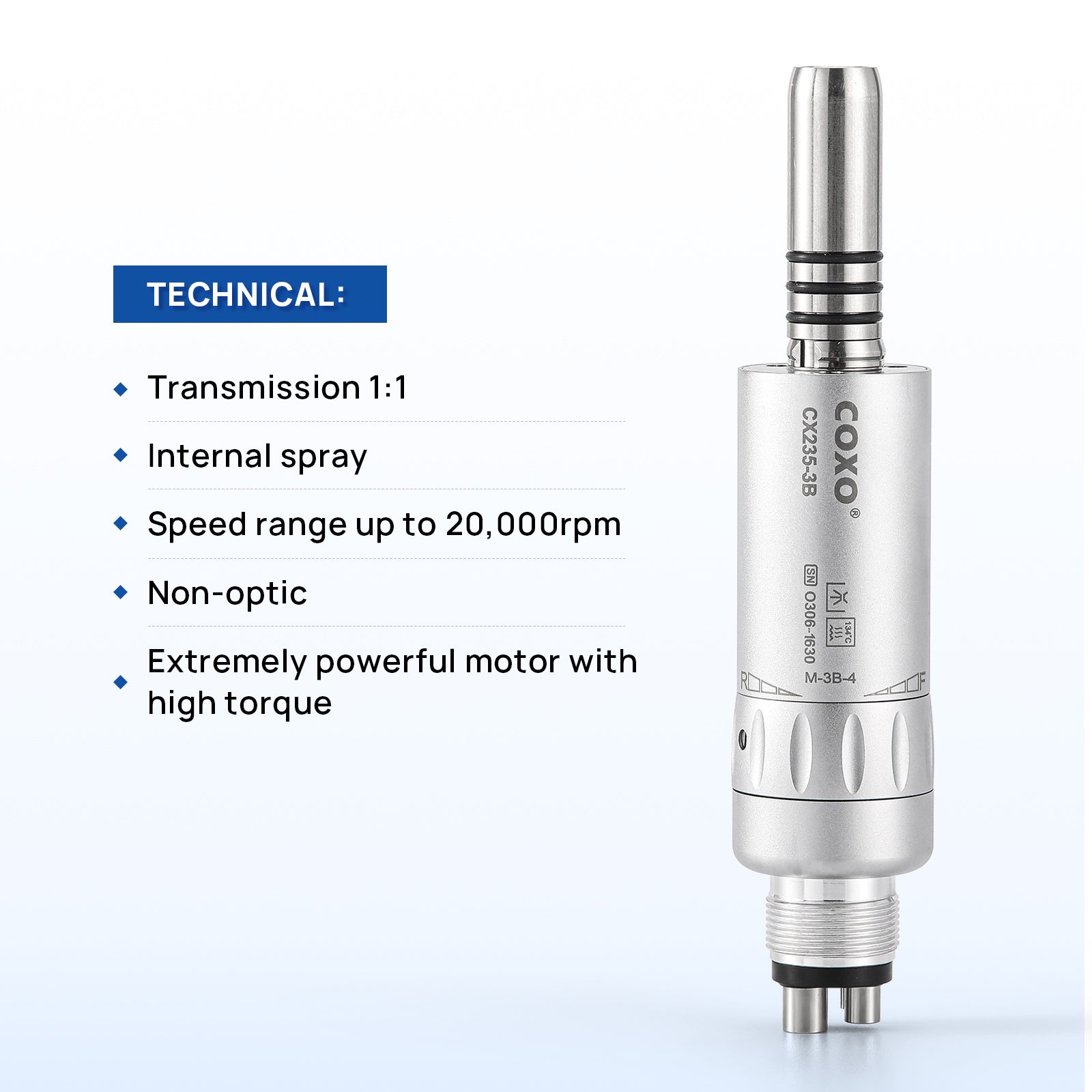 COXO Dental 1:1 Low Speed Electric Handpiece Air Motor 4 Holes - azdentall.com