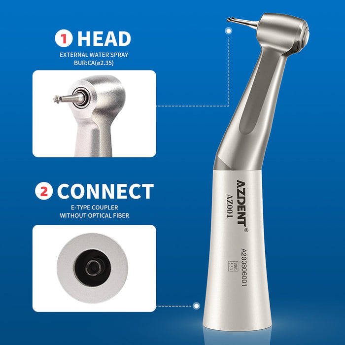 AZDENT 1:1 Dental Slow Speed Push Button Contra Angle Handpiece External Water - azdentall.com