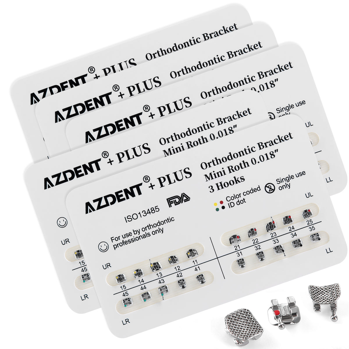 AZDENT PLUS Dental Metal Brackets Braces Mini Roth/MBT .022/.018 Hooks