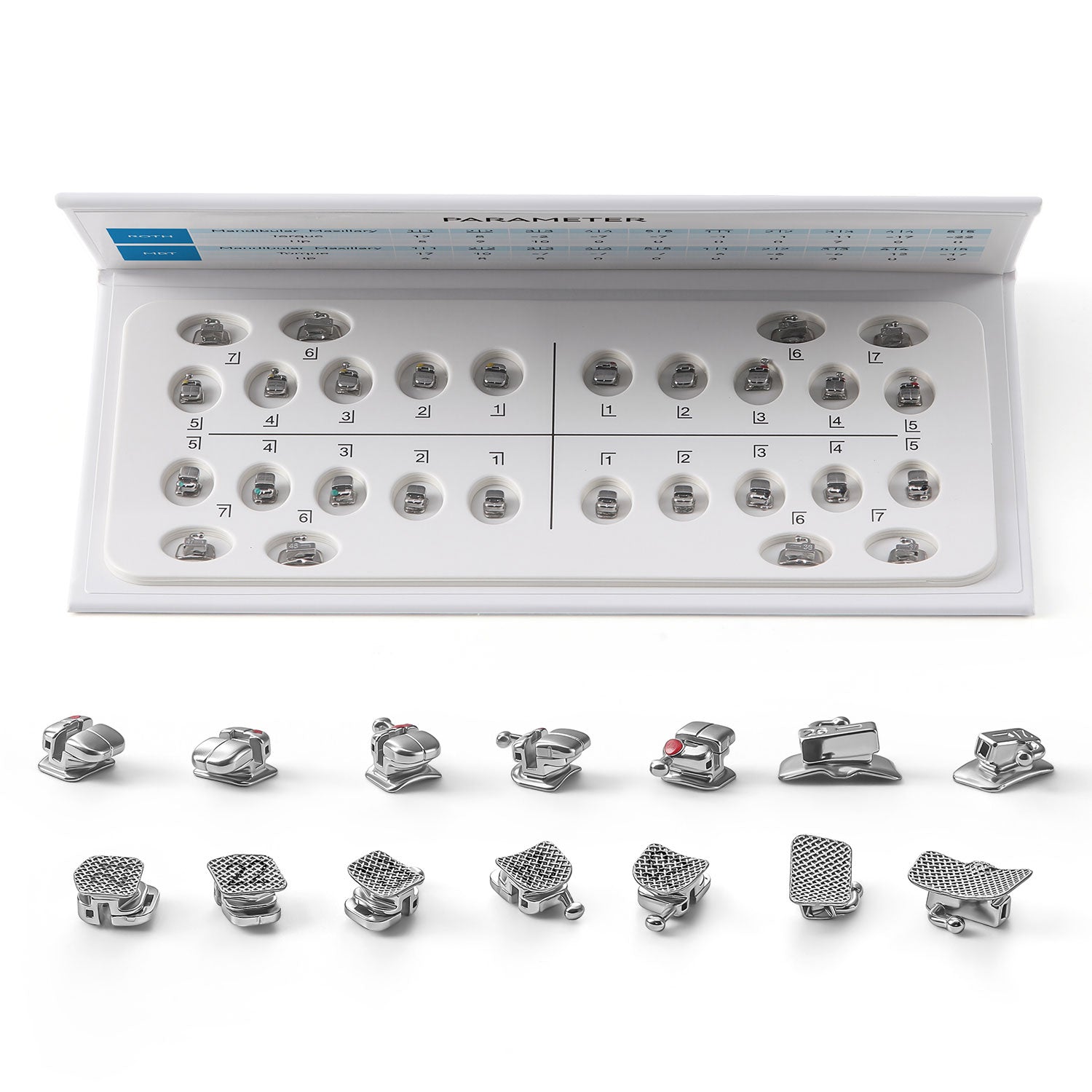 AZDENT Dental Metal Self-Ligating Brackets Roth/MBT .022 Hooks 345 With Buccal Tube Movable Hook Auxiliary Hole 20+8/Box - azdentall.com