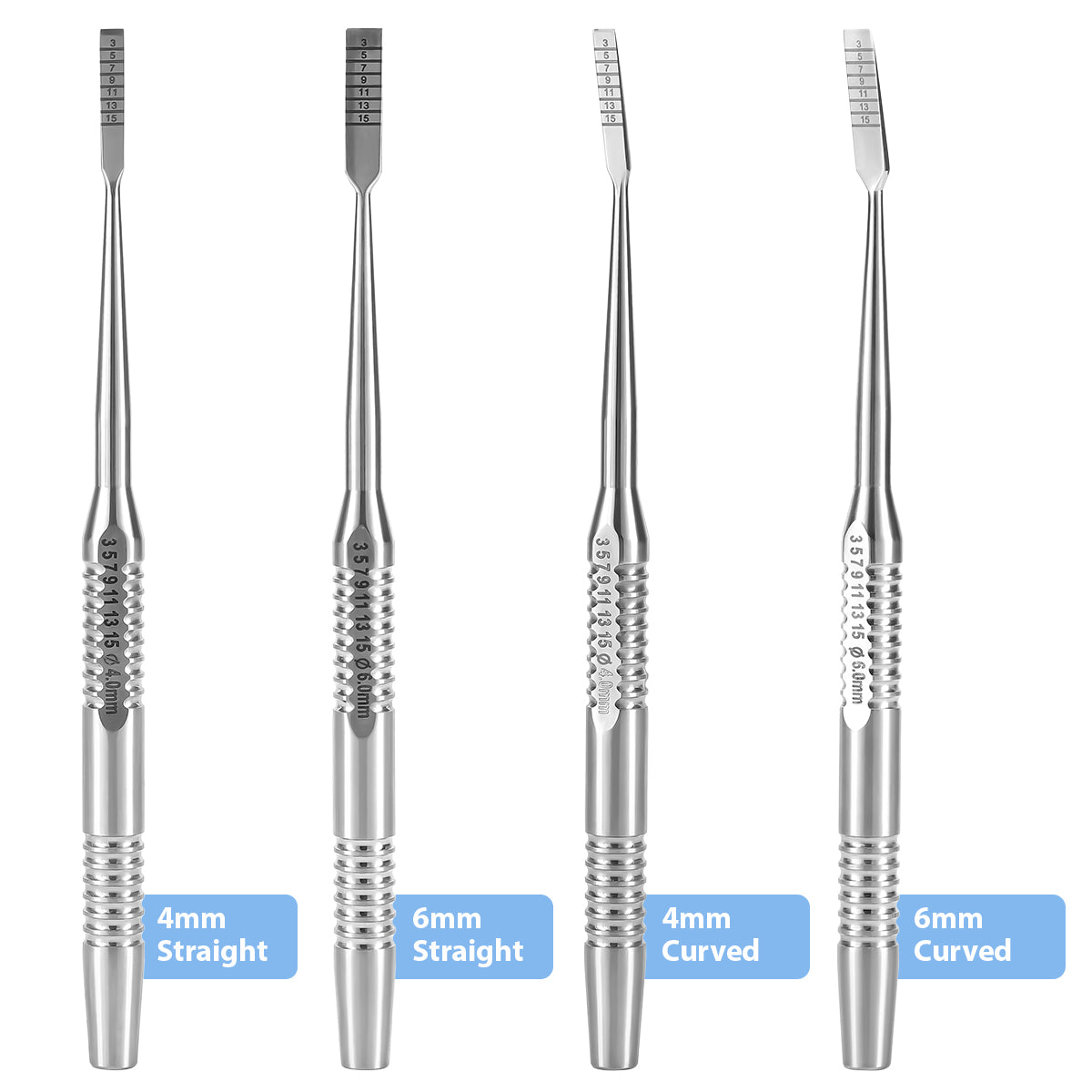 Dental Implant Surgery Splitting Bone Chisel Set Curved Straight 4pcs/Set - azdentall.com