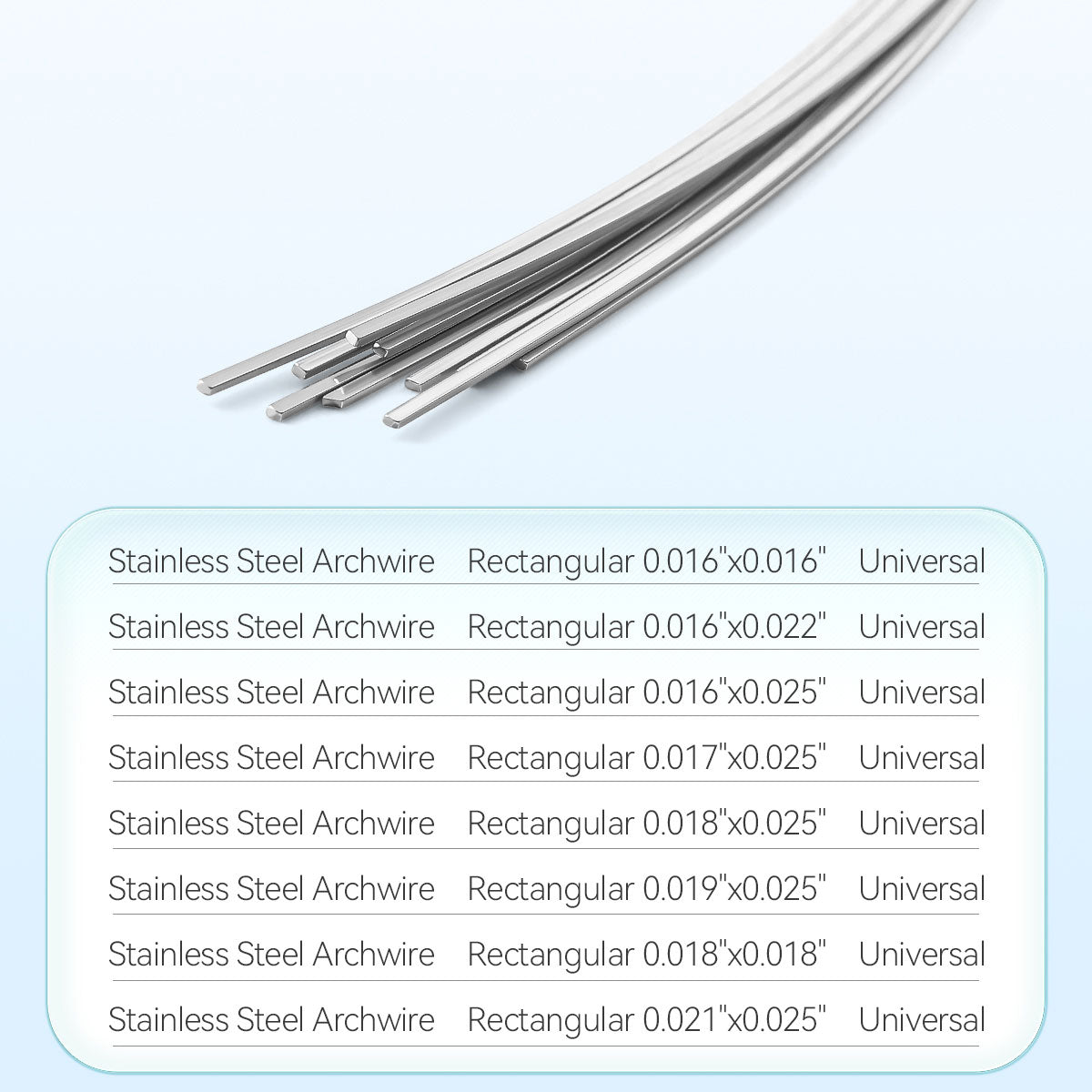 AZDENT Dental Orthodontic Arch Wire Stainless Steel Expanded Rectangular 0.016 x 0.016-0.021 x 0.025 10pcs/Pack - azdentall.com