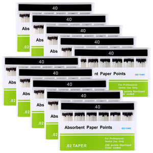 10 Boxes Absorbent Paper Points #40 Taper Size 0.02 Color Coded 200/Box - azdentall.com