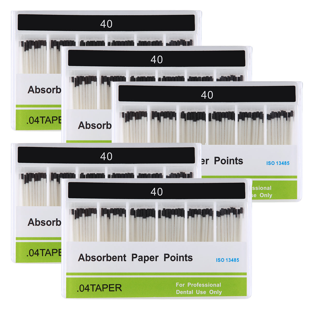 5 Boxes Absorbent Paper Points #40 Taper Size 0.04 Color Coded 100/Box - azdentall.com