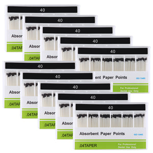 10 Boxes Absorbent Paper Points #40 Taper Size 0.04 Color Coded 100/Box - azdentall.com