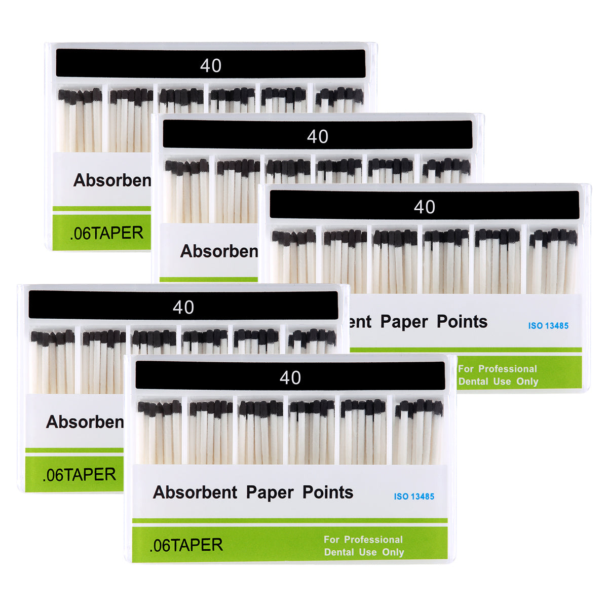 5 Boxes Absorbent Paper Points #40 Taper Size 0.06 Color Coded 100/Box - azdentall.com